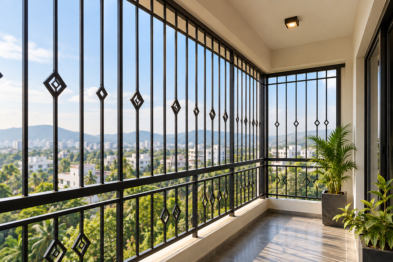 Iron grill installation for a modern home